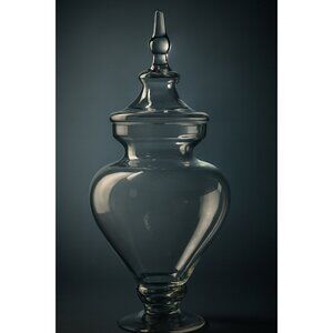 Apothecary Jar w/ Lid Antique LARGE Clear Glass 24" x 9.5" Drugstore Display EXC